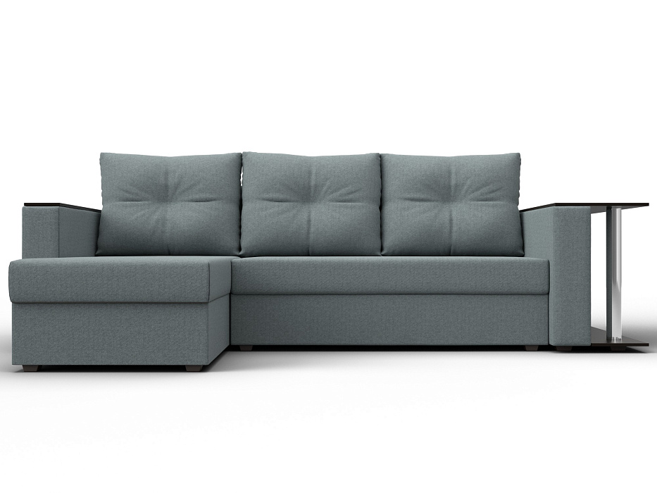 Диван угловой Атланта со столом левый угол (амур 07 серый)