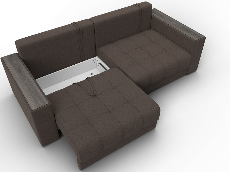 Диван прямой с декором Лига-049 НПБ (амур 05 коричневый)