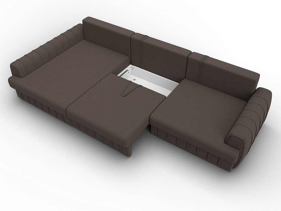 Диван угловой Лига-057 НПБ Лонг угол левый (амур 05 коричневый)