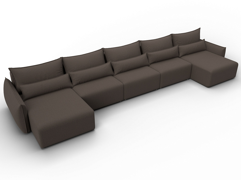 Диван П-образный Лига-051 НПБ МегаЛонг (амур 05 коричневый)