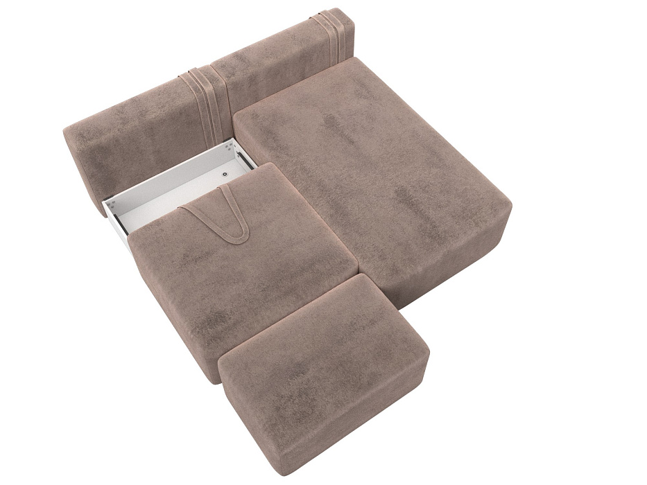 Диван угловой модульный с пуфом Лига-060 НПБ угол универсальный (tower 05 бежевый)