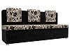 Кухонный прямой диван Маккон 3-х местный (бежевый(цветы)\черный цвет)