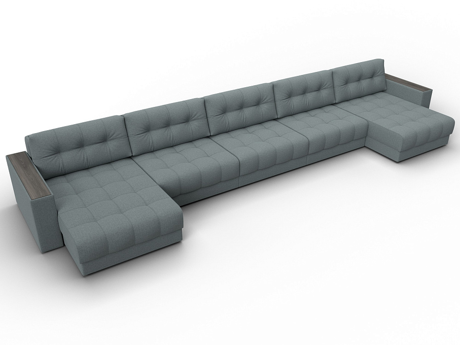 Диван П-образный с декором Лига-049 НПБ Мегалонг (амур 07 серый)