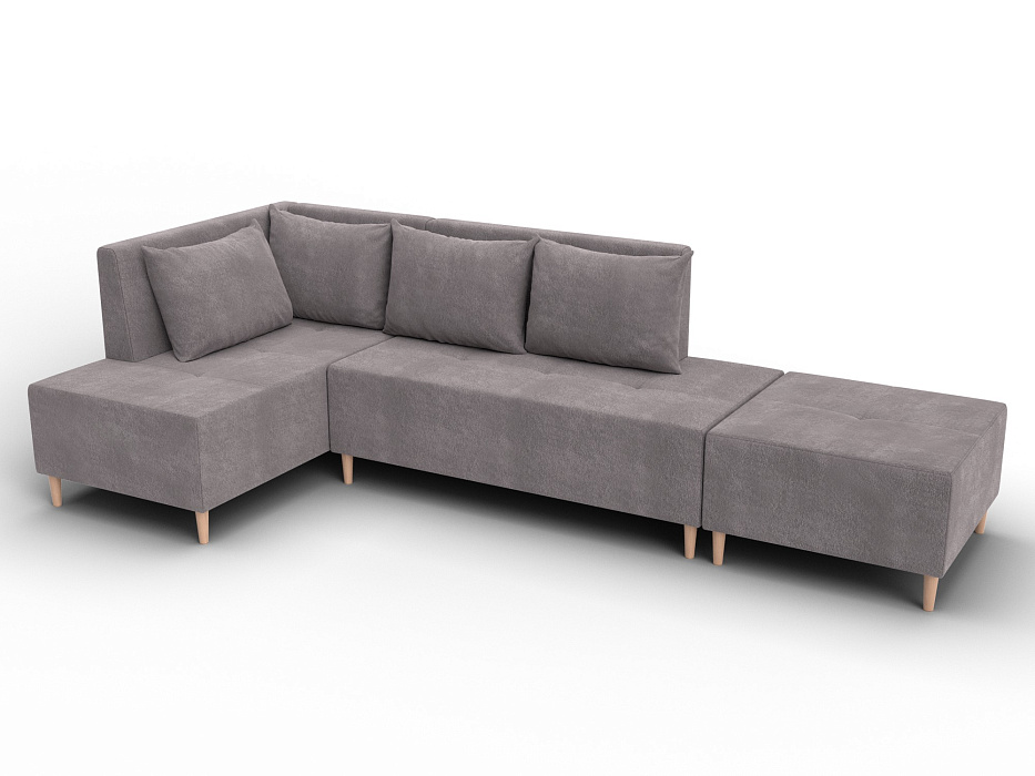 Диван угловой модульный с пуфом Лига-126 угол левый (laim 04 бежевый)