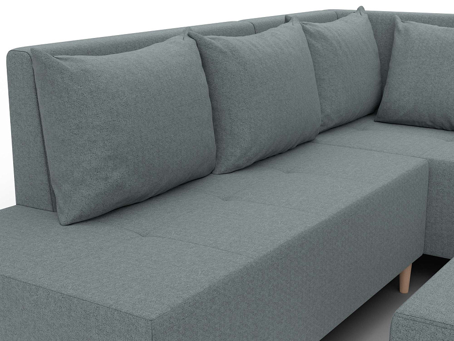 Диван угловой модульный с пуфом Лига-126 угол правый (амур 07 серый)