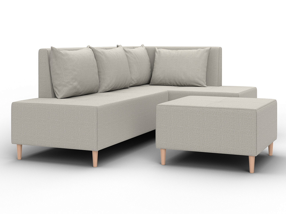 Диван угловой модульный с пуфом Лига-126 угол правый (амур 02 бежевый)