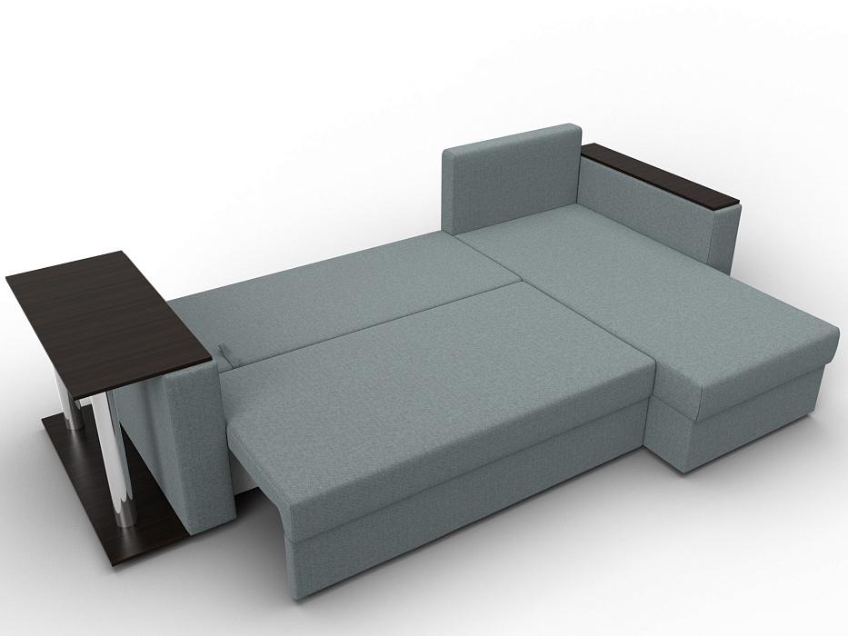 Диван угловой Атланта со столом правый угол (амур 07 серый)