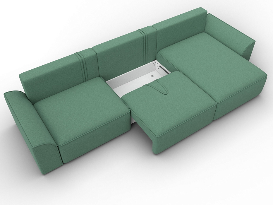 Диван угловой Лига-048 НПБ лонг (амур 11 зеленый)