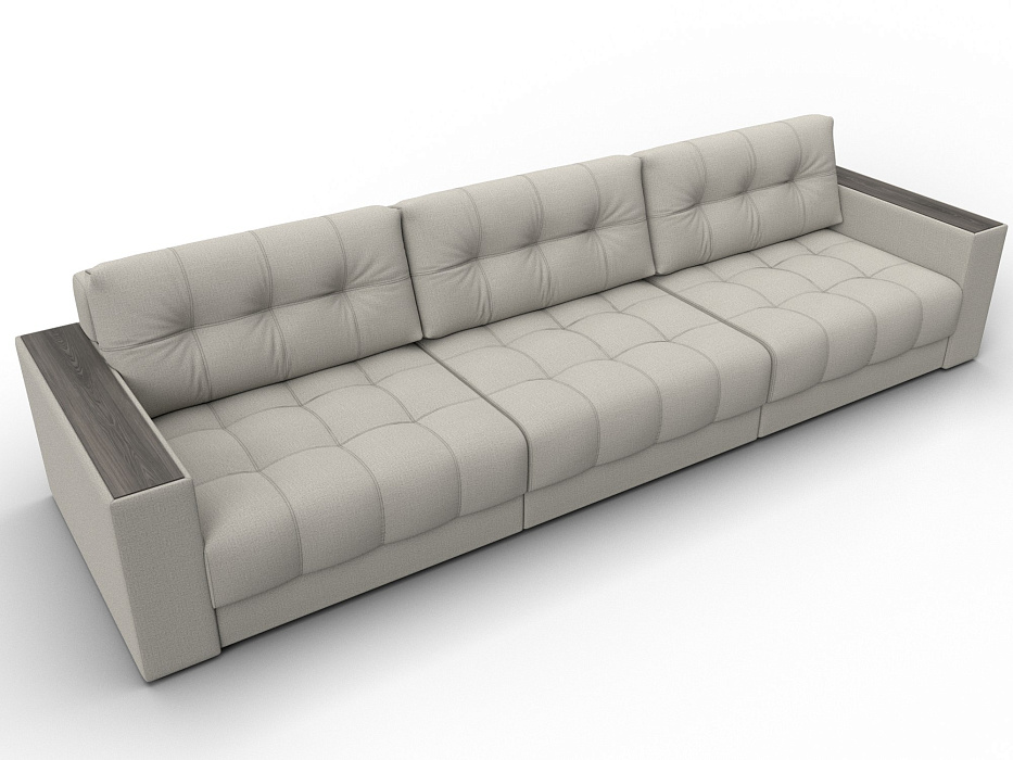 Диван прямой с декором Лига-049 НПБ Лонг (амур 02 бежевый)