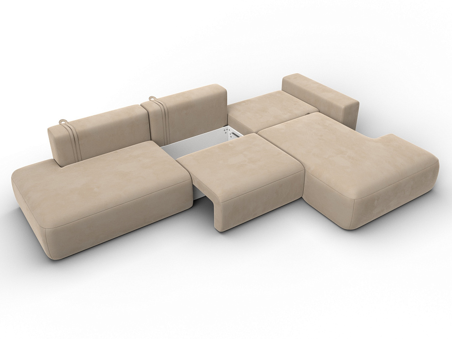 Диван угловой Лига-036 НПБ Модерн Лонг правый угол (seven 729 бежевый)