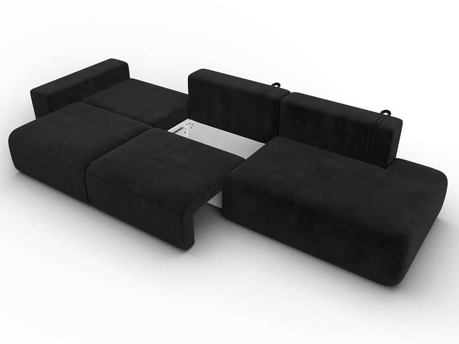 Диван прямой Лига-036 НПБ Модерн Лонг подлокотник слева (черный)