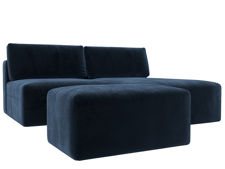 Диван угловой модульный с пуфом Лига-060 НПБ угол универсальный (tower 13 синий)