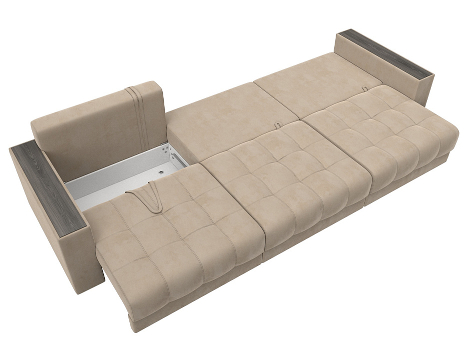 Диван прямой с декором Лига-049 НПБ Лонг (seven 729 бежевый)