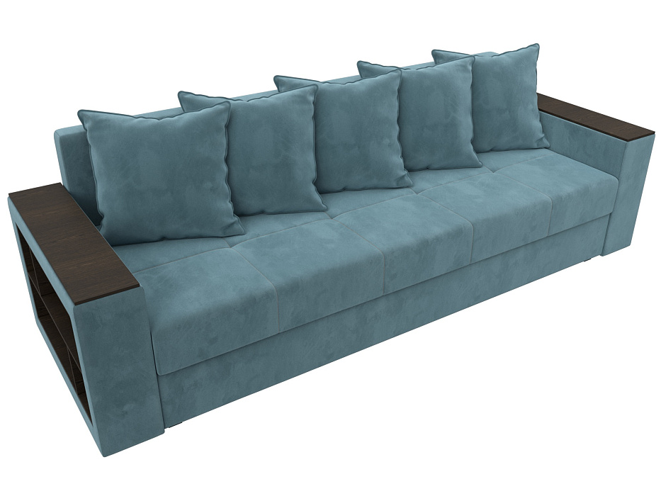 Диван прямой Дубай Лайт полки слева (бирюзовый)