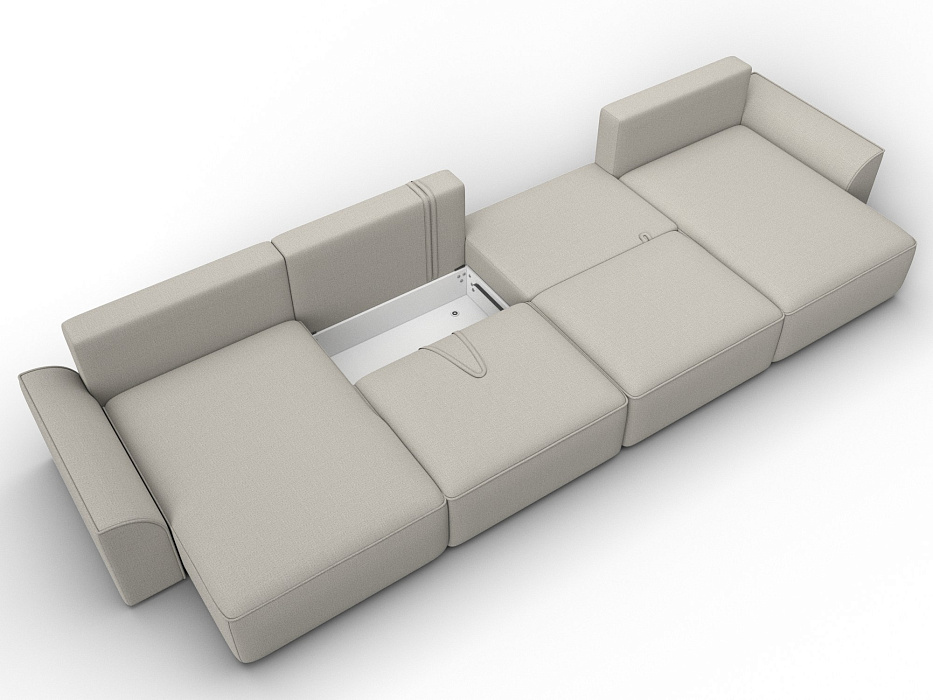 Диван П-образный Лига-048 НПБ лонг (амур 02 бежевый)