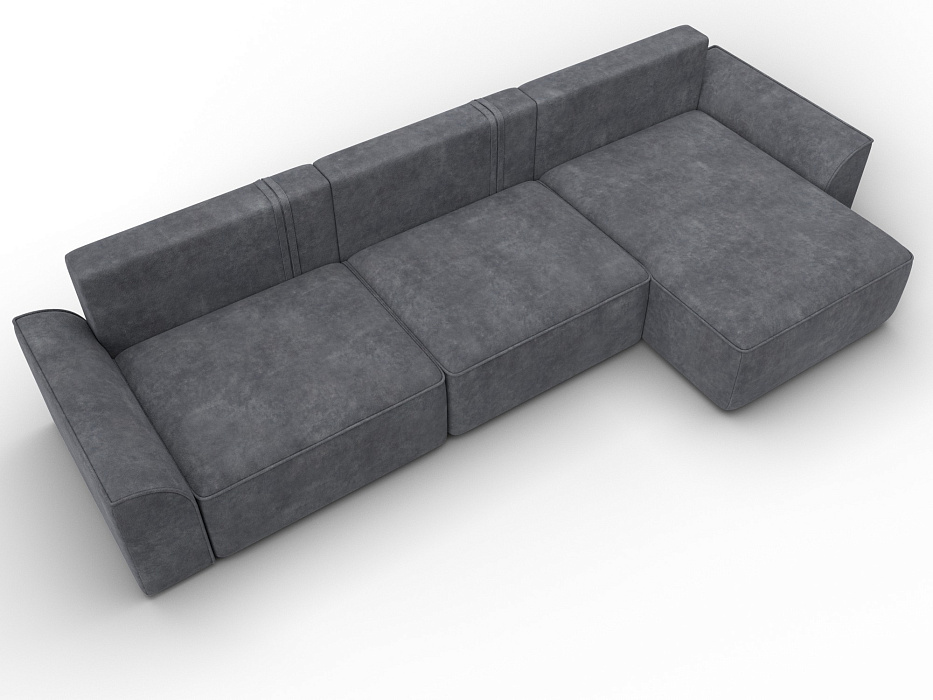 Диван угловой Лига-048 НПБ лонг (brut 16 темно-серый)