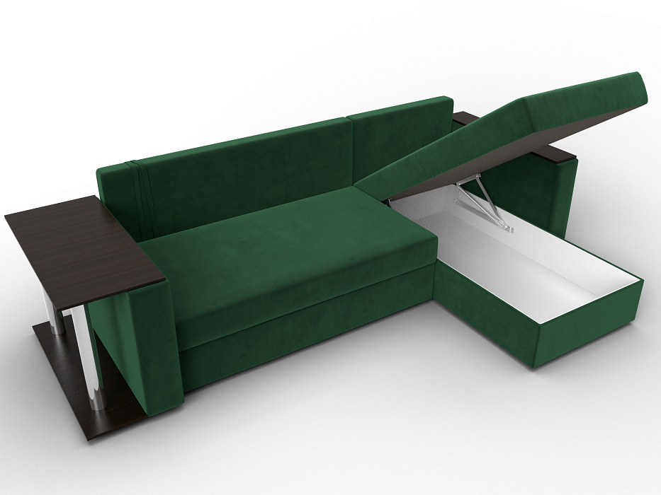 Диван угловой Атланта со столом правый угол (seven 626 зеленый)