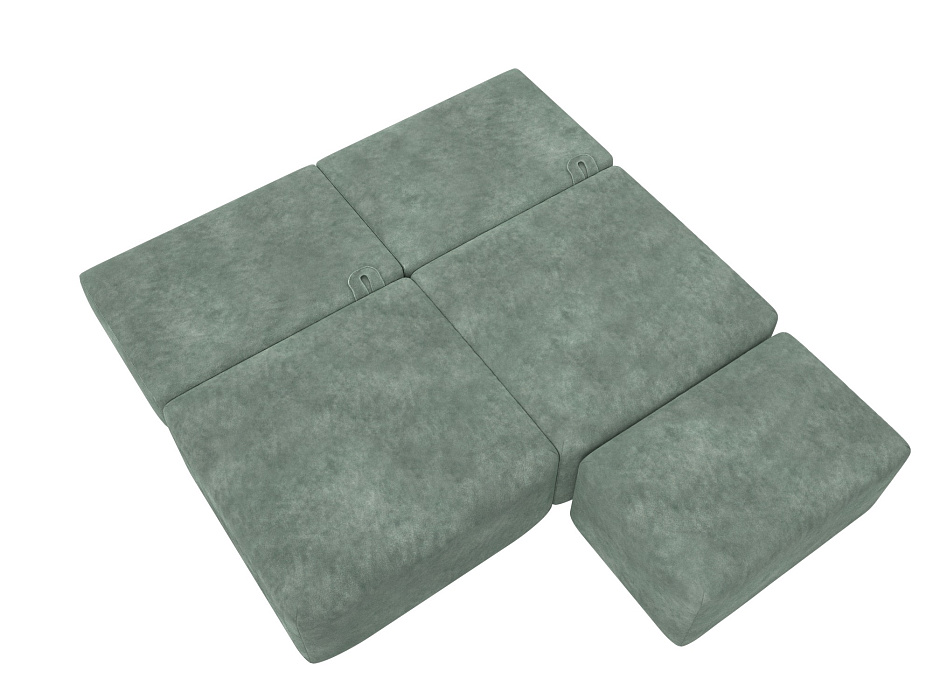 Диван прямой модульный с пуфом Лига-060 НПБ (brut 08 зеленый)