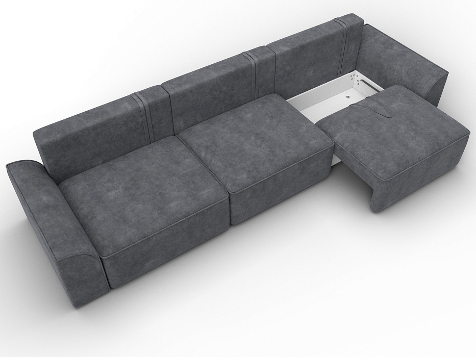 Диван прямой Лига-048 НПБ Лонг (brut 16 темно-серый)