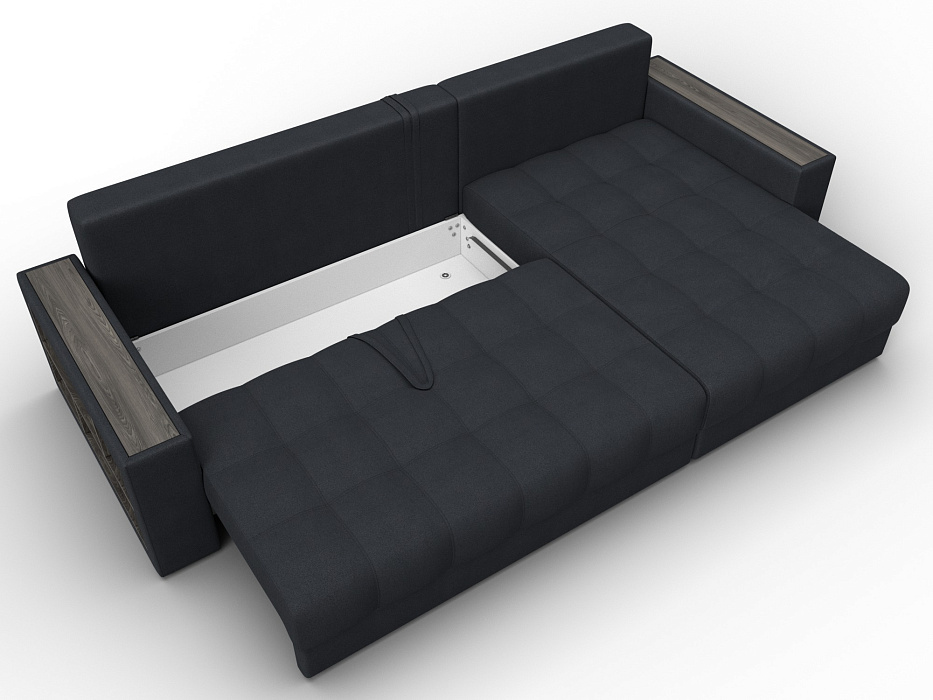 Диван угловой с декором и полкой Лига-050 НПБ (joly 16 темно-серый)