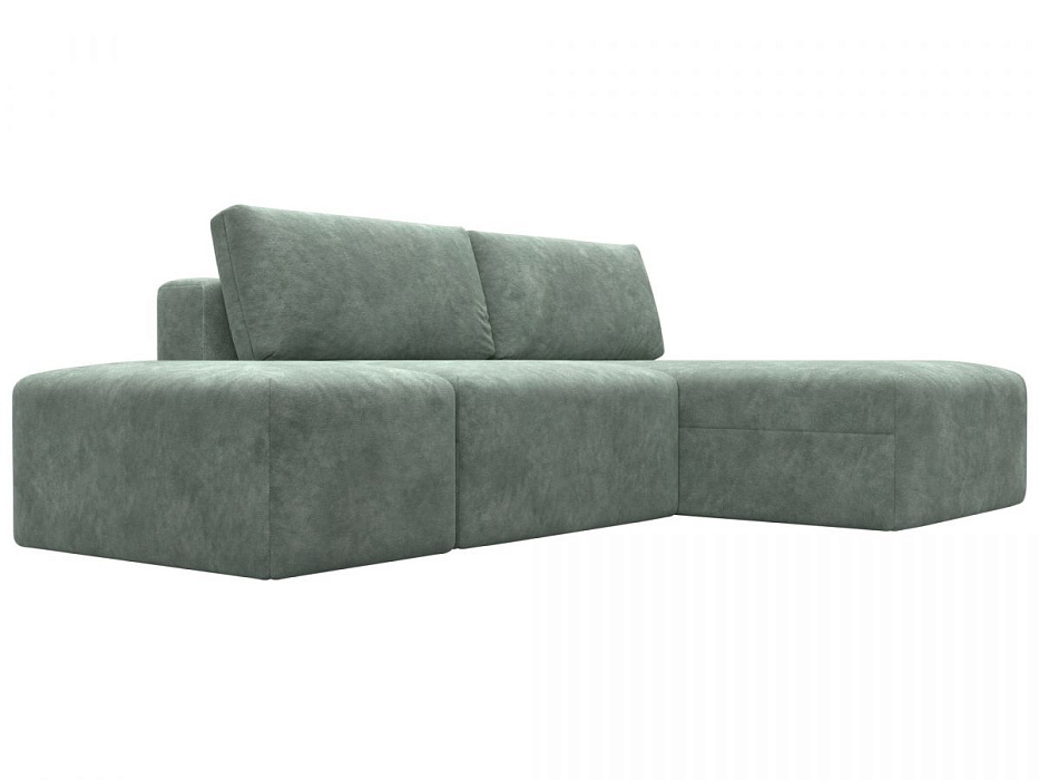 Диван угловой модульный с пуфом Лига-060 НПБ угол универсальный (brut 08 зеленый)