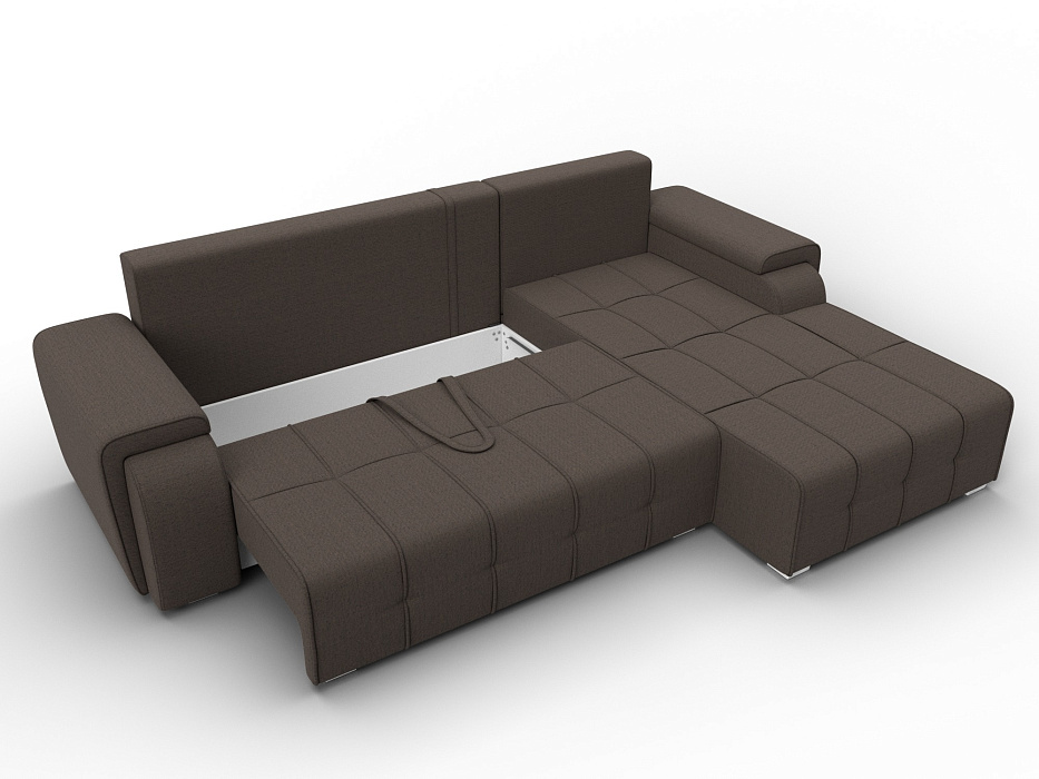 Диван угловой Лига-121 правый угол (амур 05 коричневый)