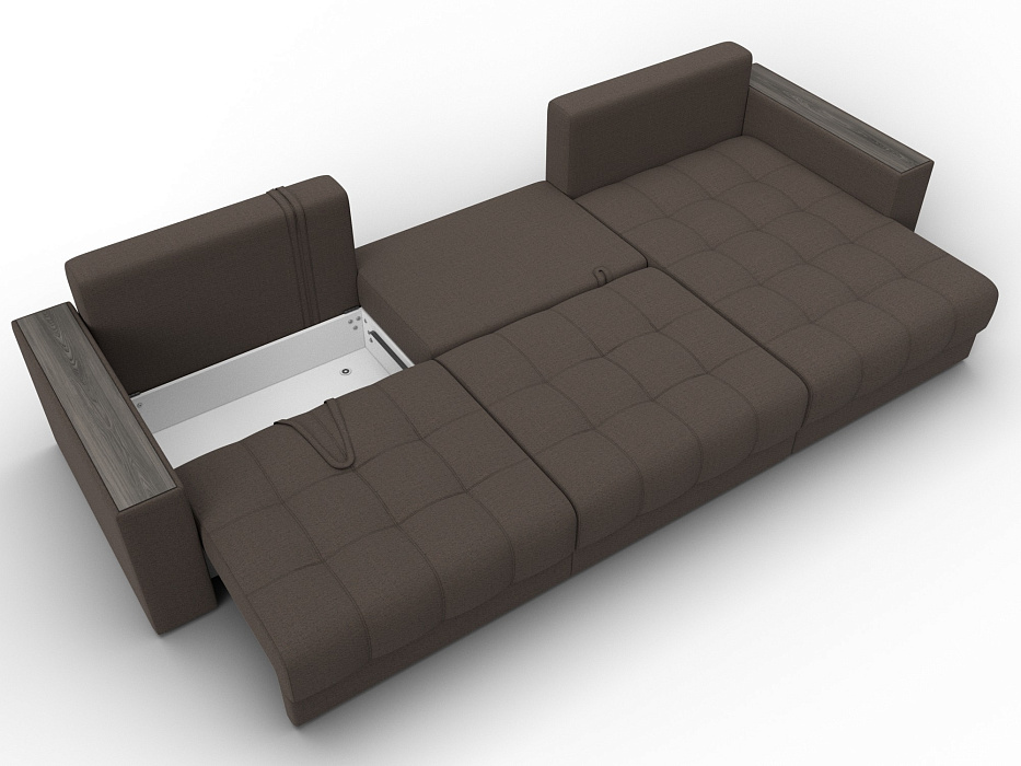 Диван угловой с декором Лига-049 НПБ Лонг (амур 05 коричневый)