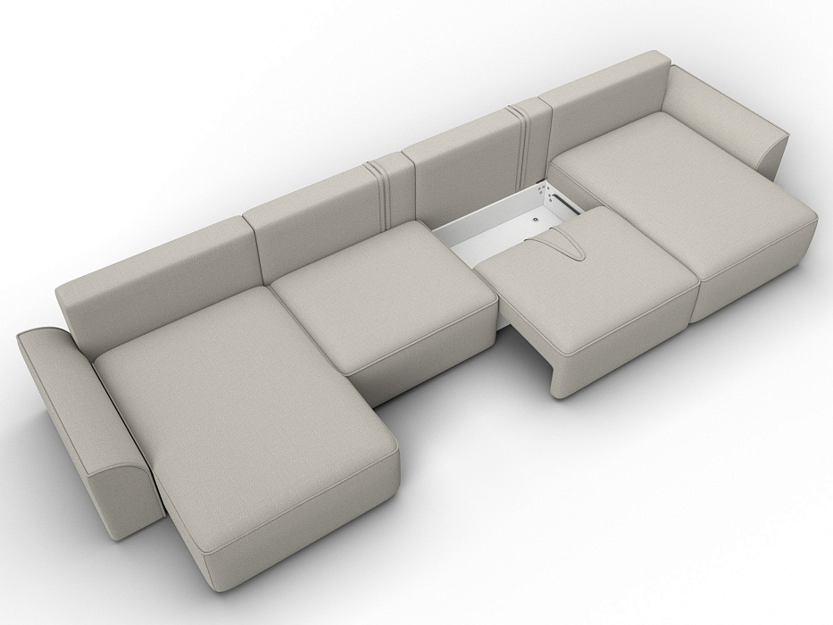 Диван П-образный Лига-048 НПБ лонг (амур 02 бежевый)