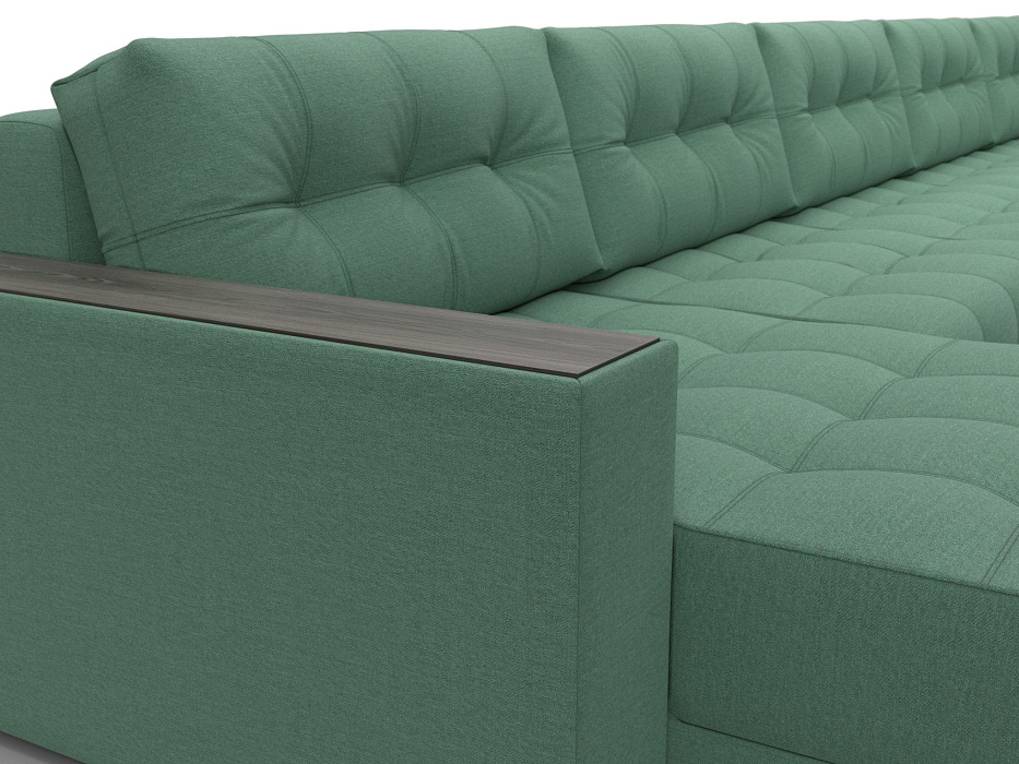 Диван П-образный с декором Лига-049 НПБ Мегалонг (амур 11 зеленый)