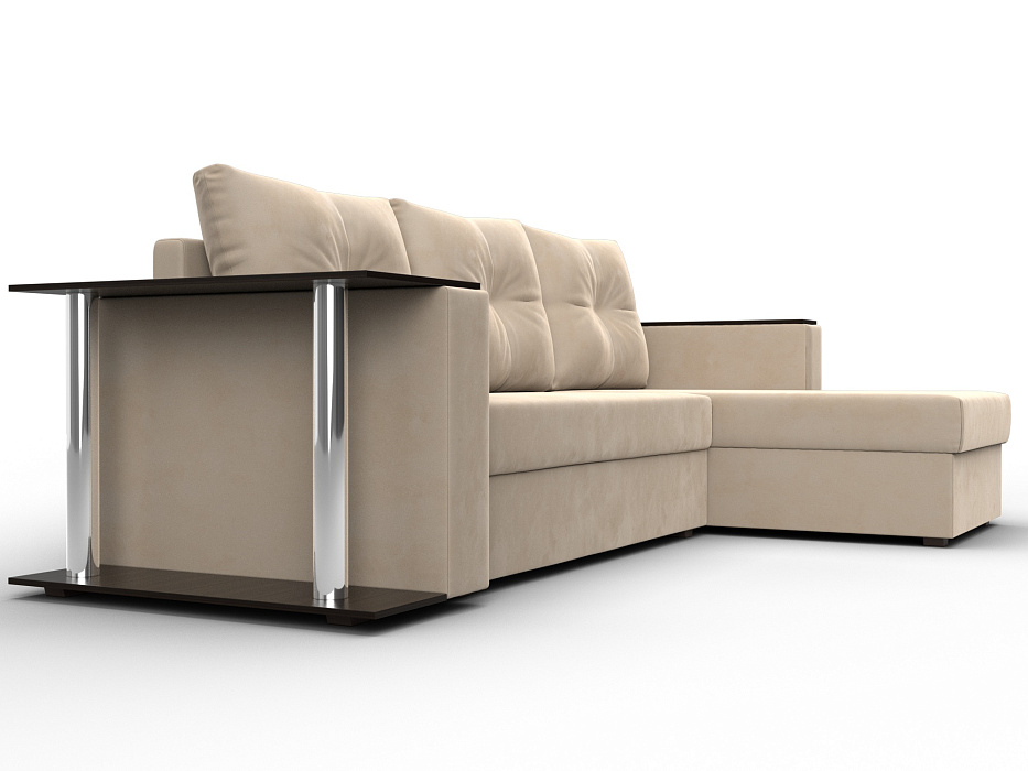 Диван угловой Атланта со столом правый угол (seven 729 бежевый)