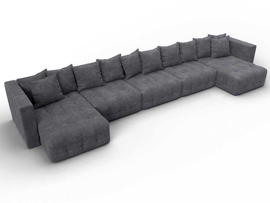 Диван П-образный Лига-052 НПБ МегаЛонг (brut 16 темно-серый)