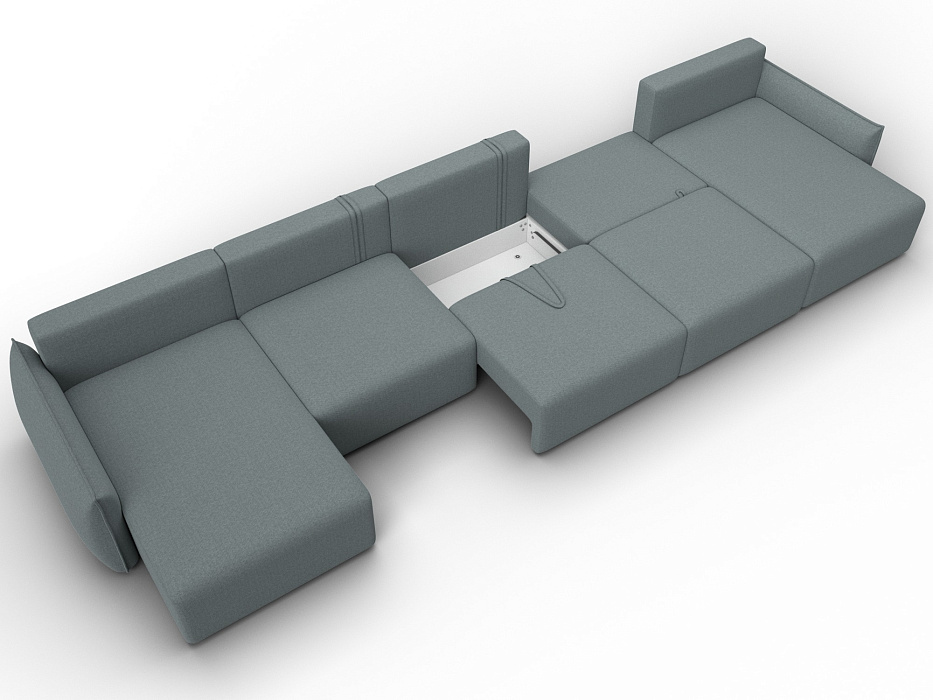 Диван П-образный Лига-051 НПБ МегаЛонг (амур 07 серый)