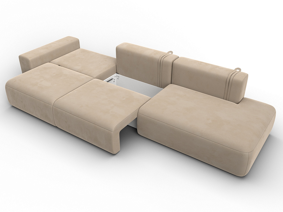 Диван прямой Лига-036 НПБ Модерн Лонг подлокотник слева (seven 729 бежевый)