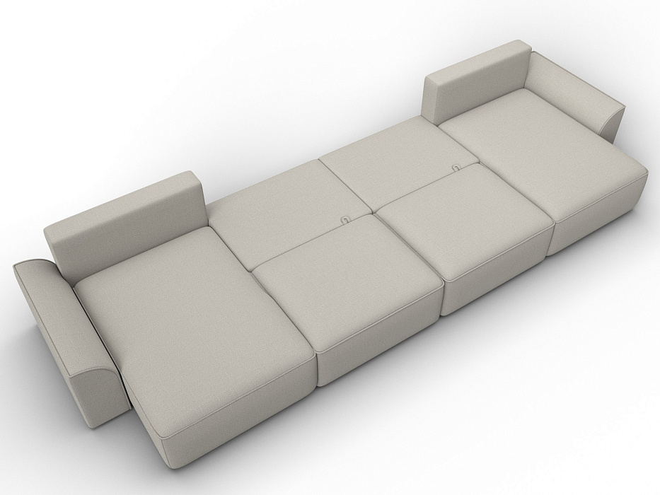 Диван П-образный Лига-048 НПБ лонг (амур 02 бежевый)