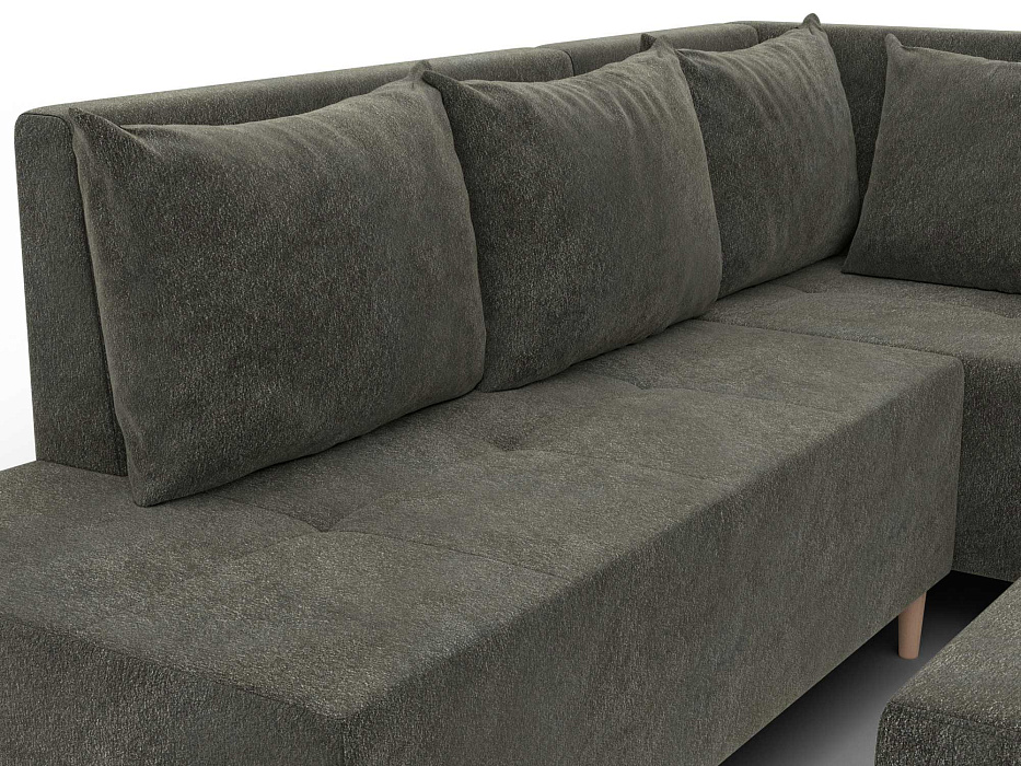 Диван угловой модульный с пуфом Лига-126 угол правый (laim 10 темно-коричневый)