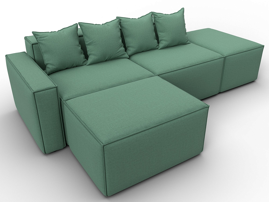 Диван угловой модульный Лига-063 угол левый (амур 11 зеленый)