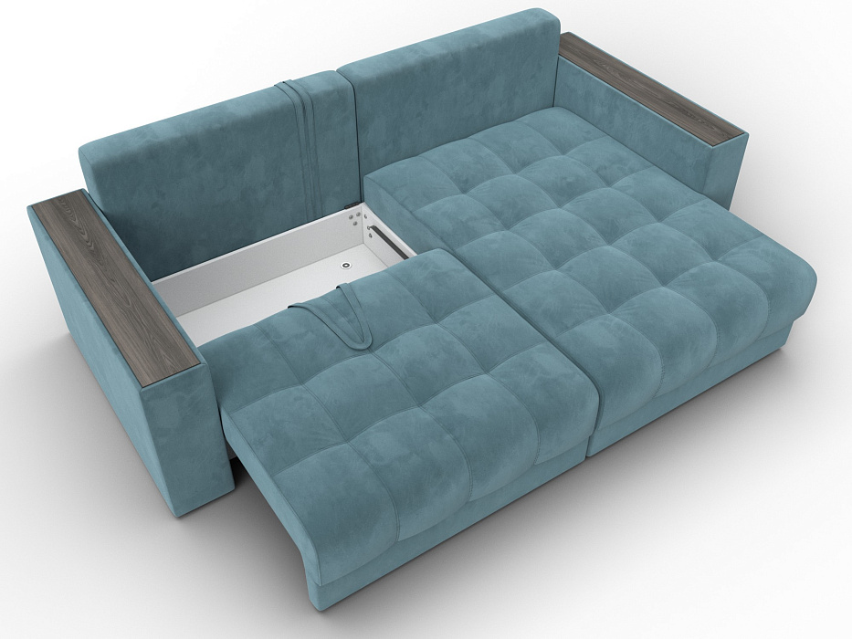 Диван угловой с декором Лига-049 НПБ (seven 113 бирюзовый)