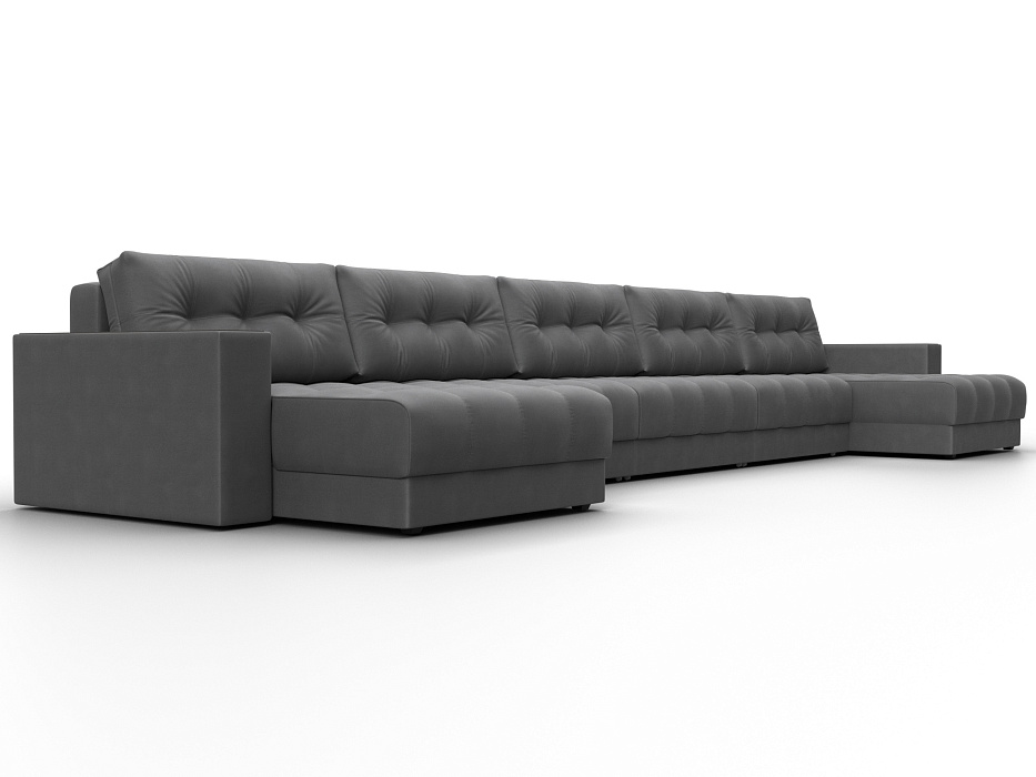 Диван П-образный с декором Лига-049 НПБ Мегалонг (joly 13 серый)