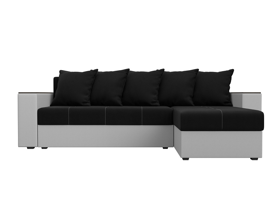 Диван угловой Дубай Лайт правый угол (черный\белый)