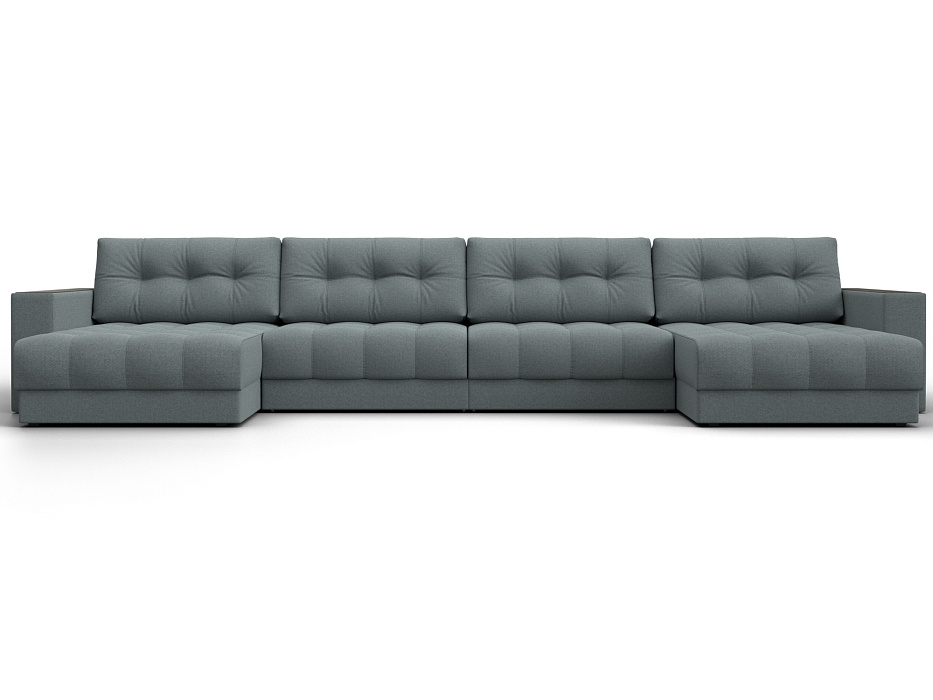 Диван П-образный с декором Лига-049 НПБ Лонг (амур 07 серый)