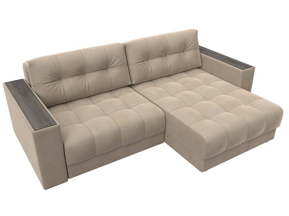 Диван угловой с декором Лига-049 НПБ (seven 729 бежевый)