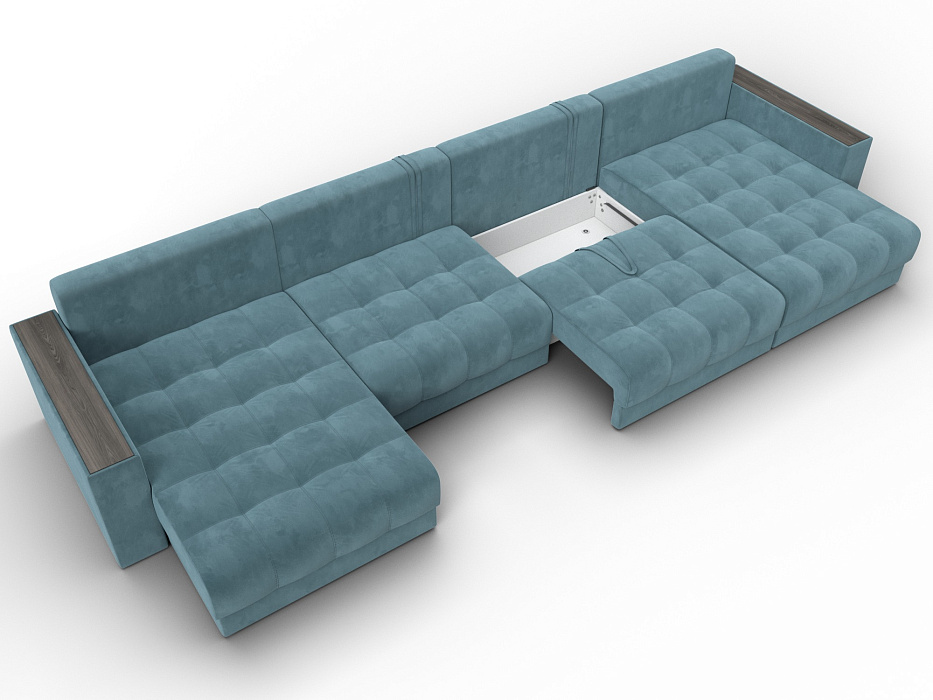 Диван П-образный с декором Лига-049 НПБ Лонг (seven 113 бирюзовый)