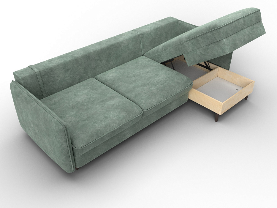 Диван угловой Лига-064 НПБ угол универсальный (brut 08 зеленый)