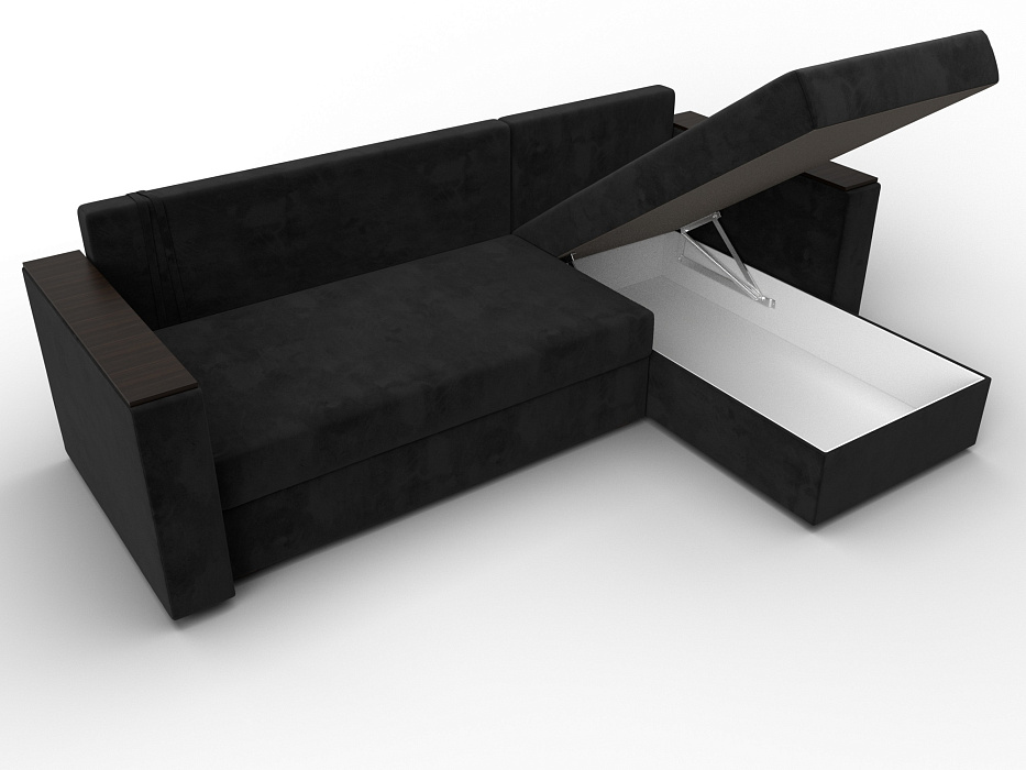 Диван угловой Атланта без стола универсальный угол (seven 35 черный)