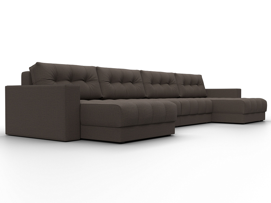 Диван П-образный с декором Лига-049 НПБ Лонг (амур 05 коричневый)