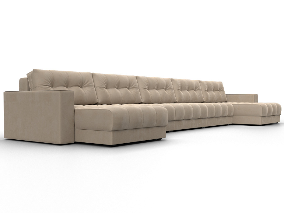 Диван П-образный с декором Лига-049 НПБ Мегалонг (seven 729 бежевый)