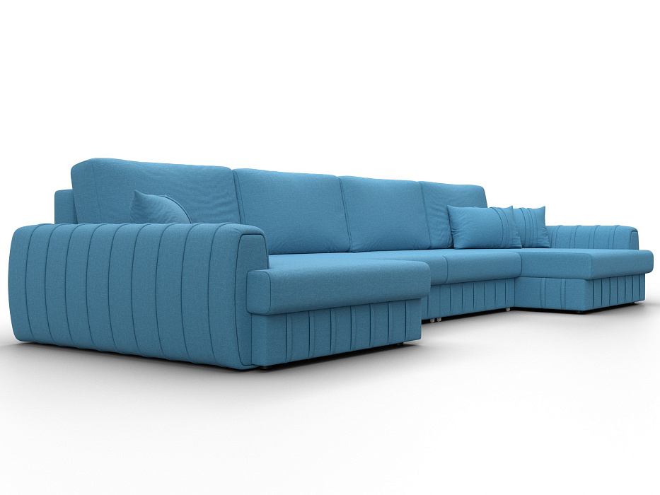 Диван П-образный Лига-057 НПБ Лонг (амур 10 голубой)