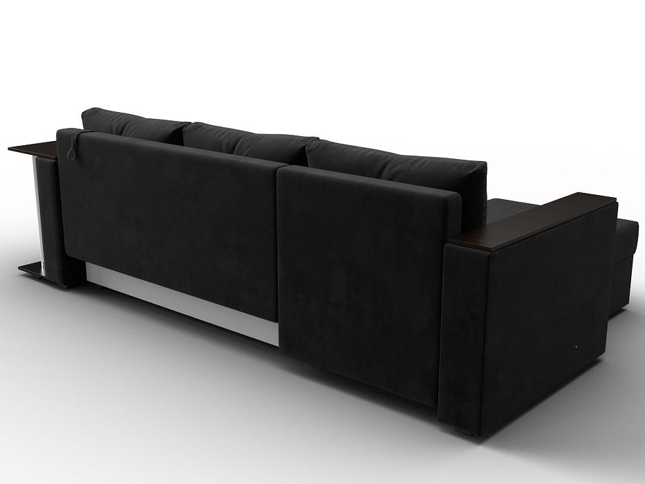 Диван угловой Атланта со столом левый угол (seven 35 черный)