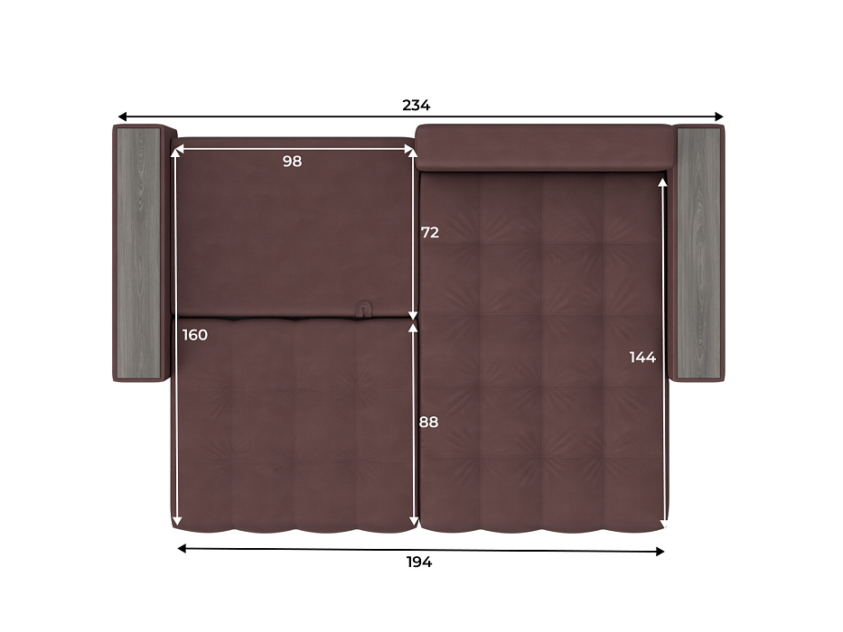 Диван угловой с декором Лига-049 НПБ (joly 09 бордовый) Диван угловой с декором Лига-049 НПБ (joly 09 бордовый)