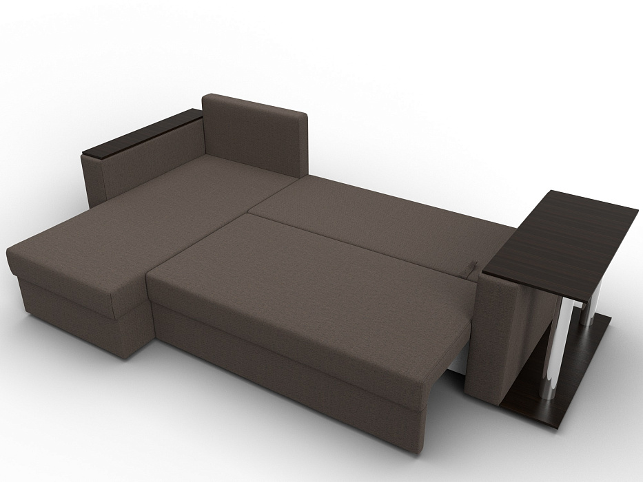 Диван угловой Атланта со столом левый угол (амур 05 коричневый)